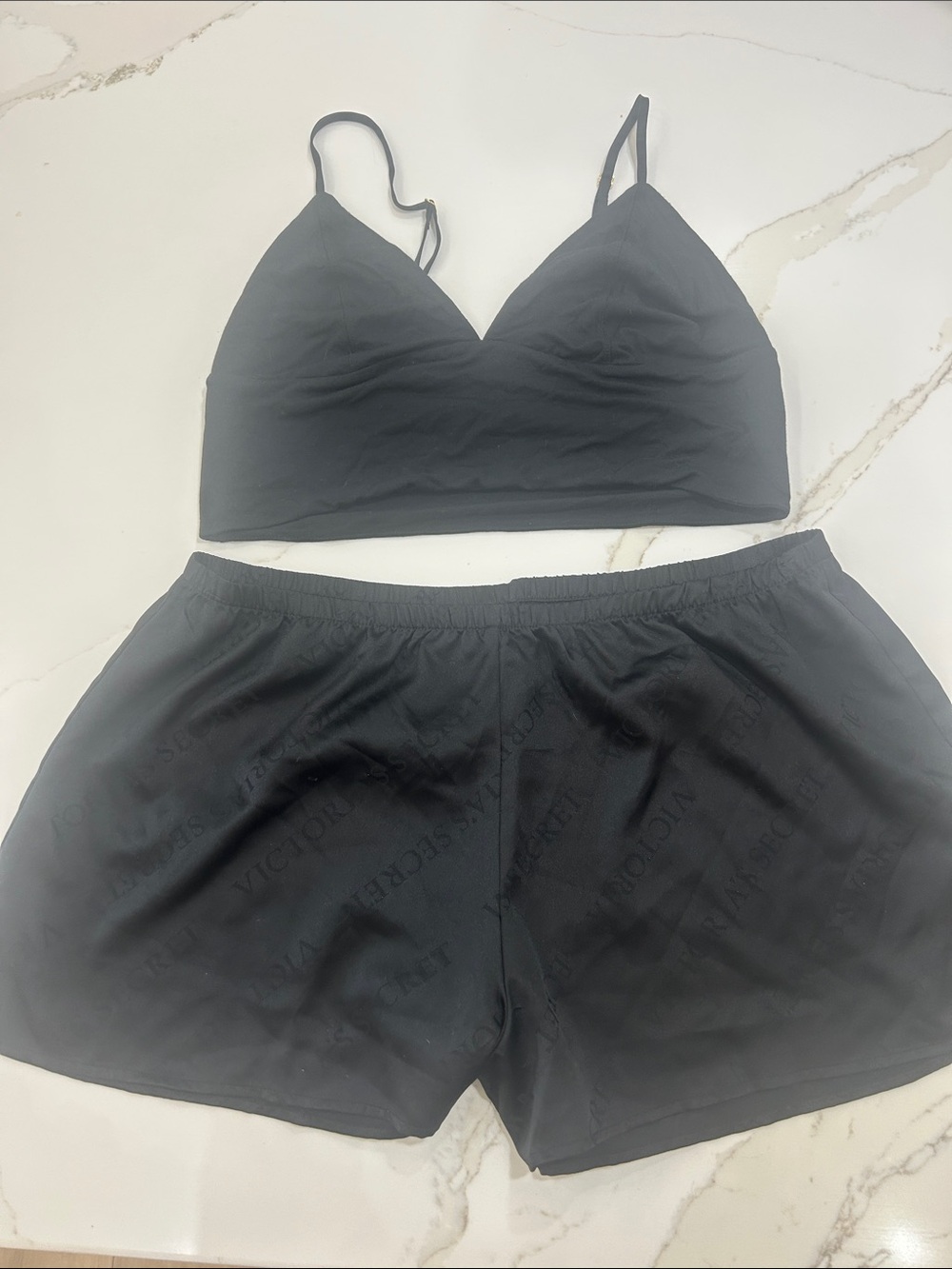 Victoria's Secret Black Bralette & Shorts Lounge Set